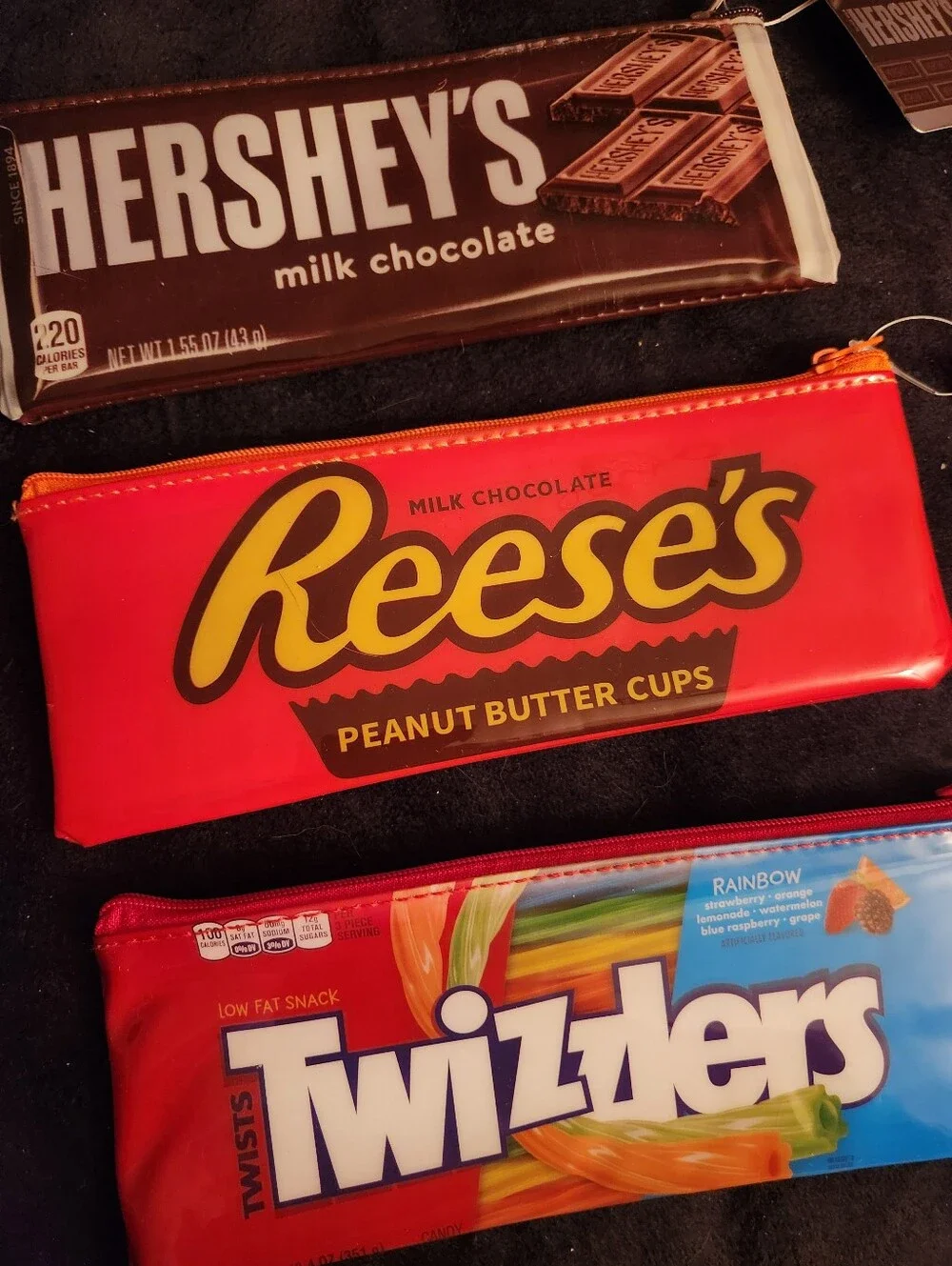 Hersheys Pencil Makeup Pouch Bag Set Of 3 Twizzlers Reeses Hershey Bar NWT